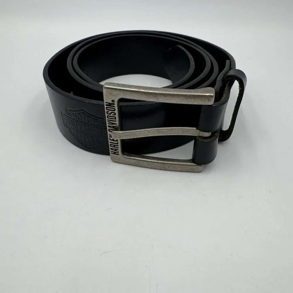 Harley-Davidson Embossed Leather Belt Black Bar & Shield Logo Mens Size 40